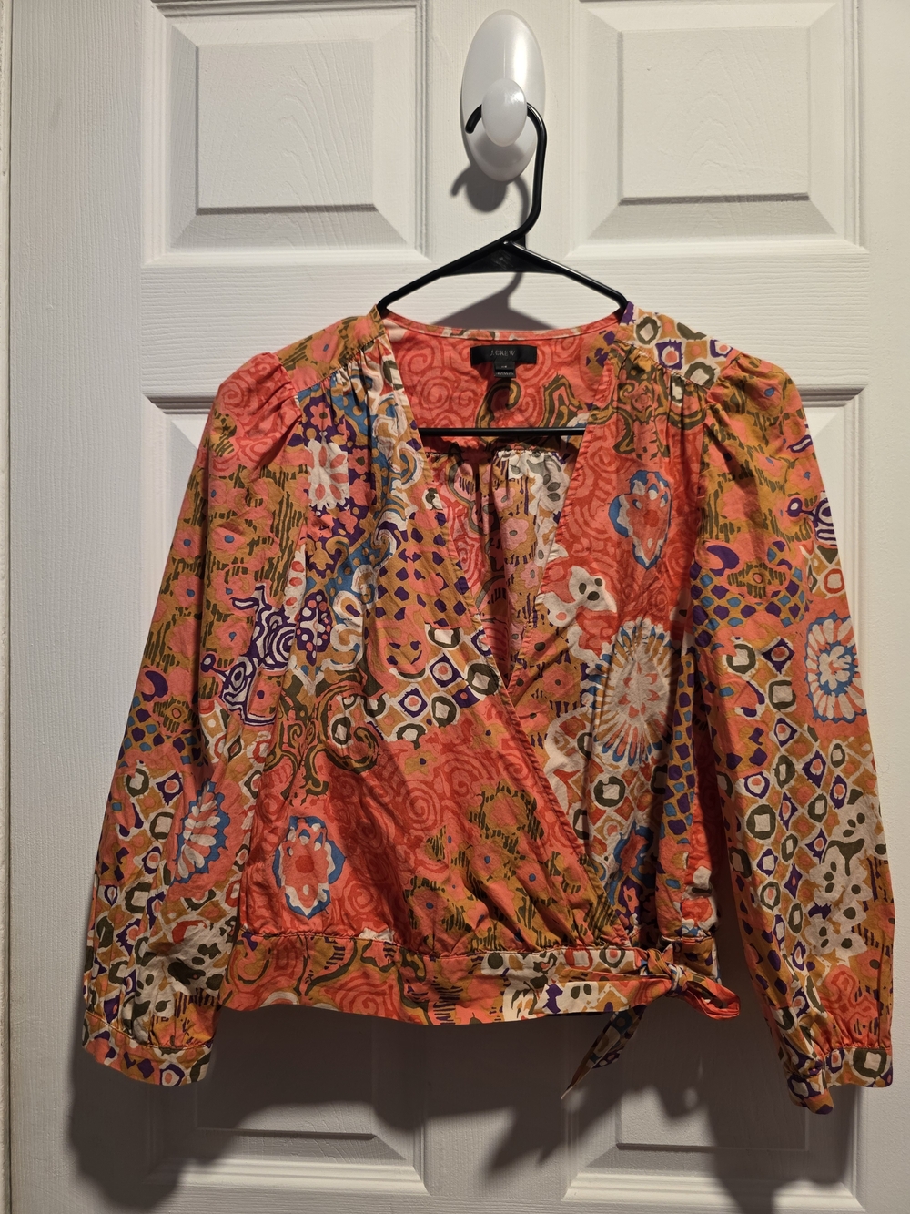 Women's Floral Wrap Top - Coral Multicolor